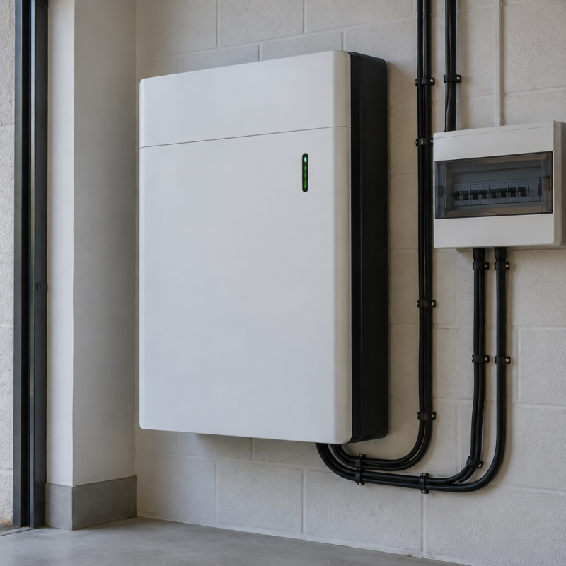 Wall-mounted domestic battery storage system